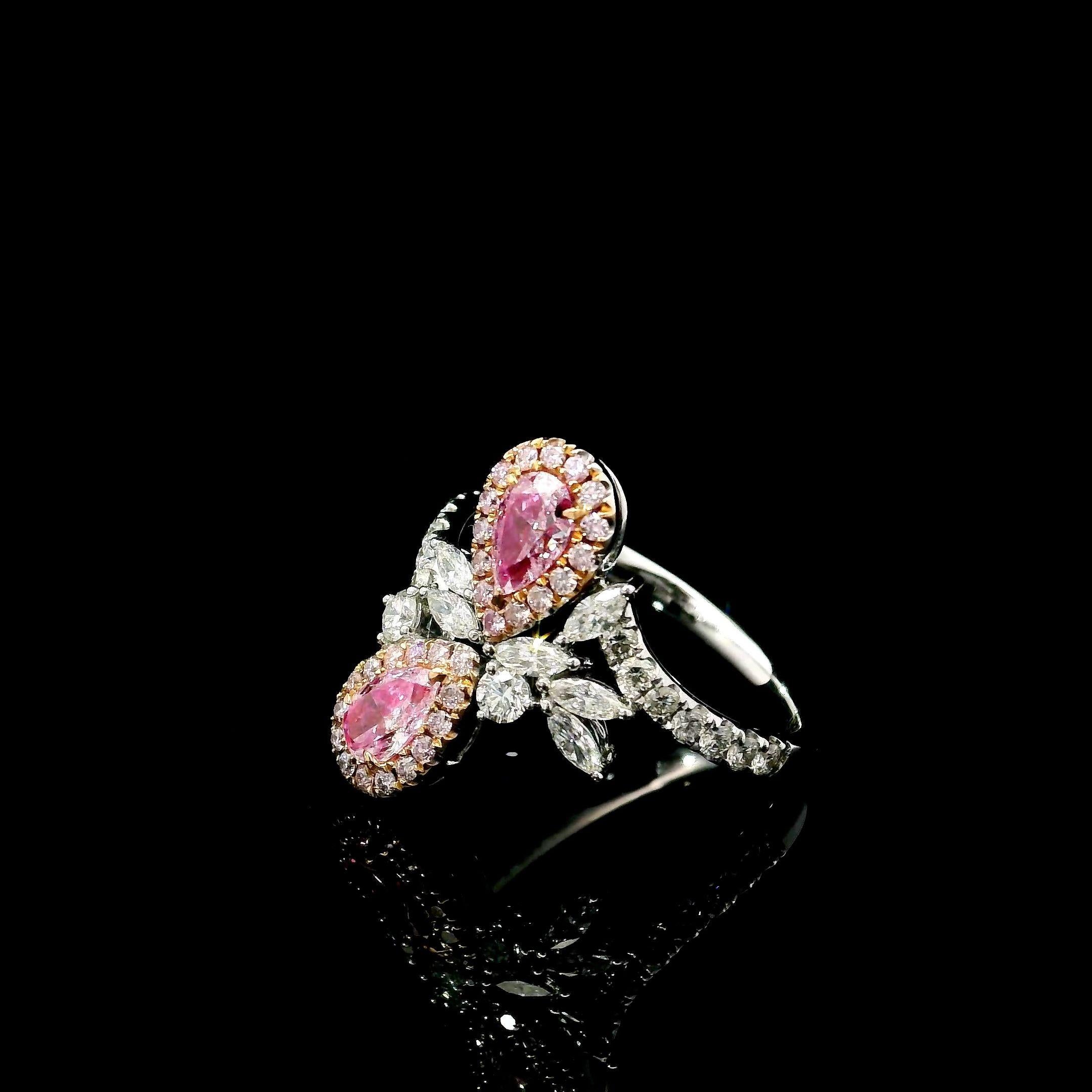Bague avec diamant rose pâle I2 de 0,59 carat certifié GIA SI2/0,30 carat de pureté Neuf - En vente à บางรัก, TH