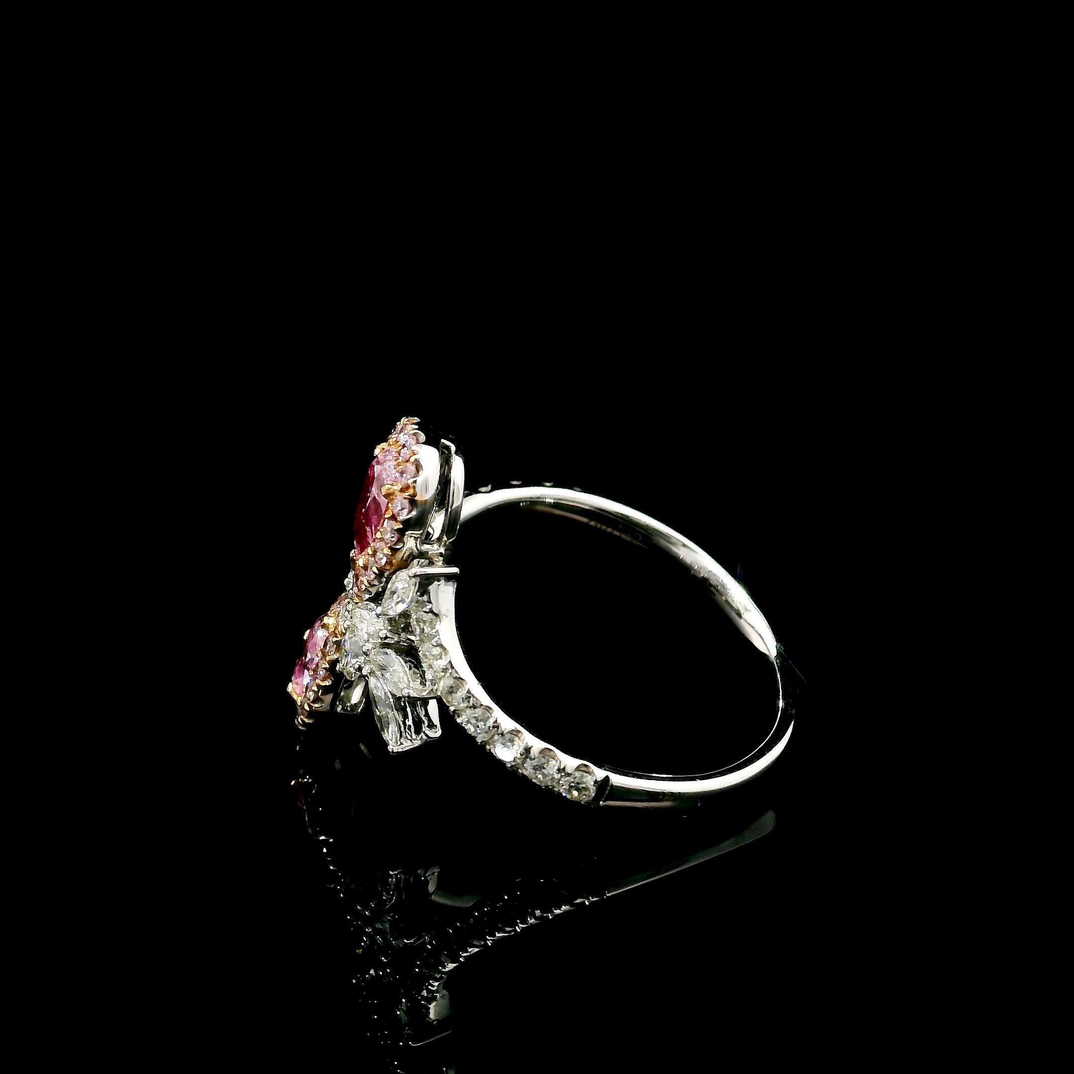 Bague avec diamant rose pâle I2 de 0,59 carat certifié GIA SI2/0,30 carat de pureté en vente 1