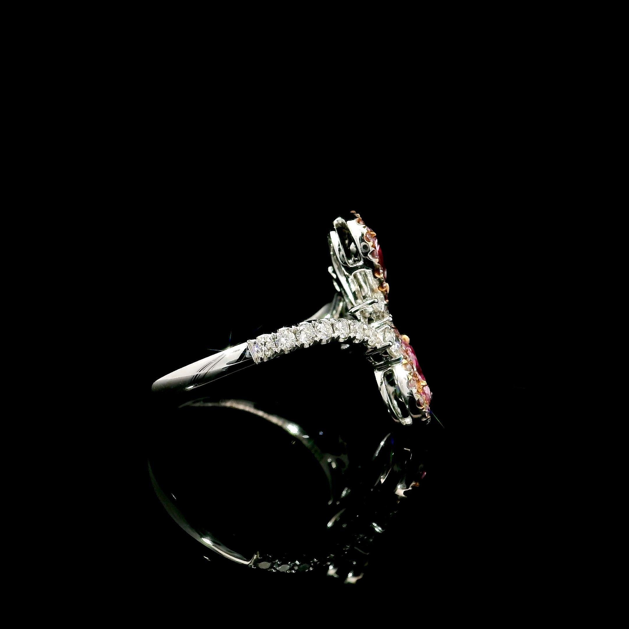 Bague avec diamant rose pâle I2 de 0,59 carat certifié GIA SI2/0,30 carat de pureté en vente 2
