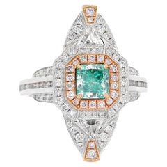 GIA Certified 0.60 Carat Fancy Light Green Diamond Ring
