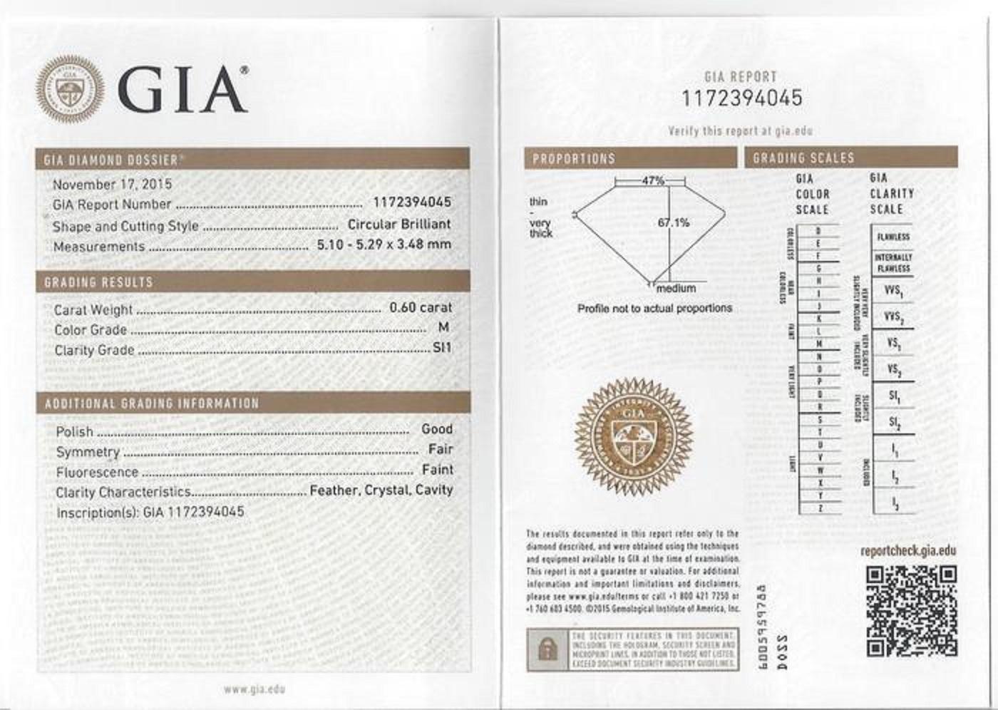 Women's GIA Certified 0.60 Carat Old European Cut Diamond Gold