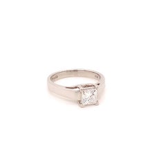 GIA Certified 0.60 Carat Solitaire Square Brilliant Diamond Ring in Platinum