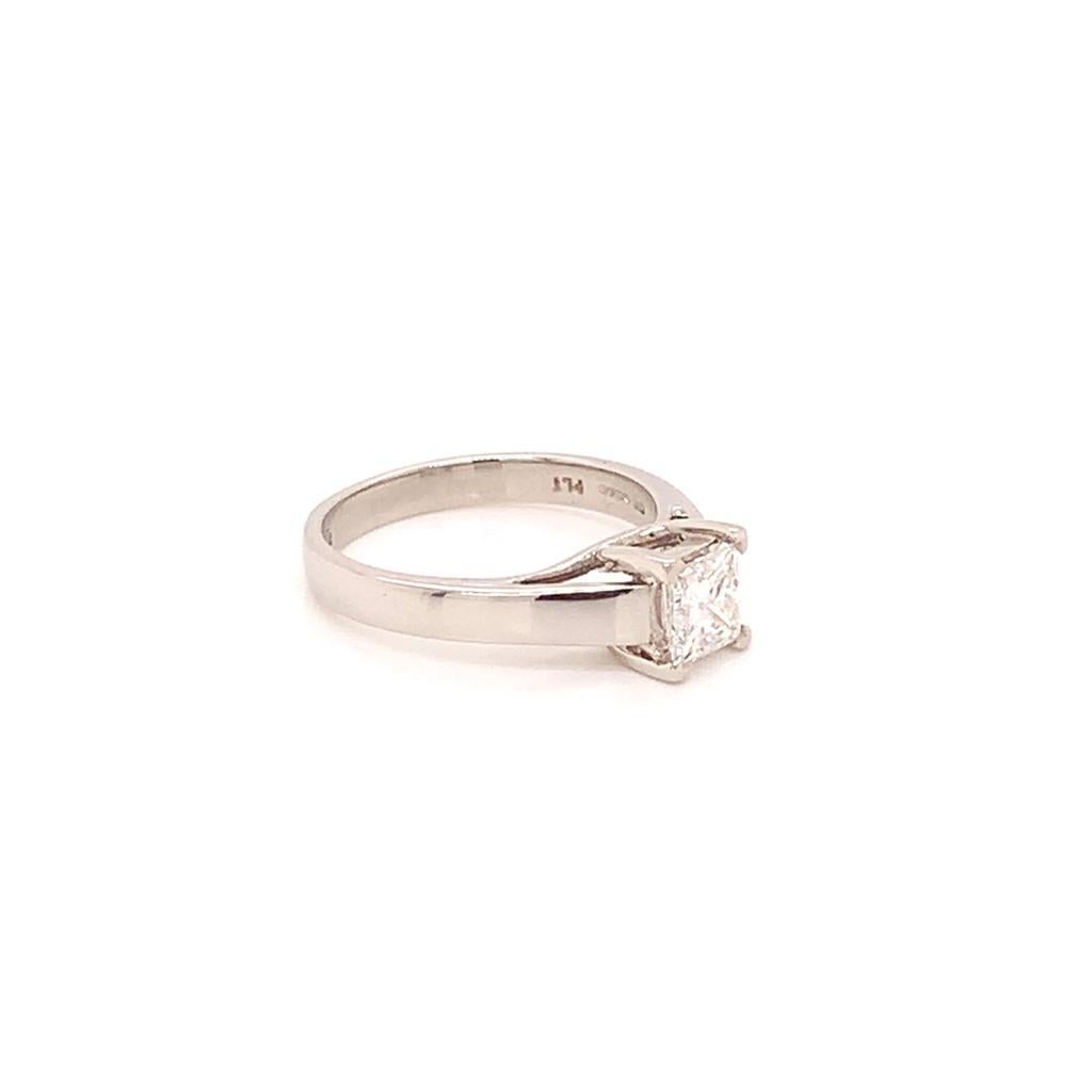 Square Cut GIA Certified 0.60 Carat Solitaire Square Brilliant Diamond Ring in Platinum For Sale