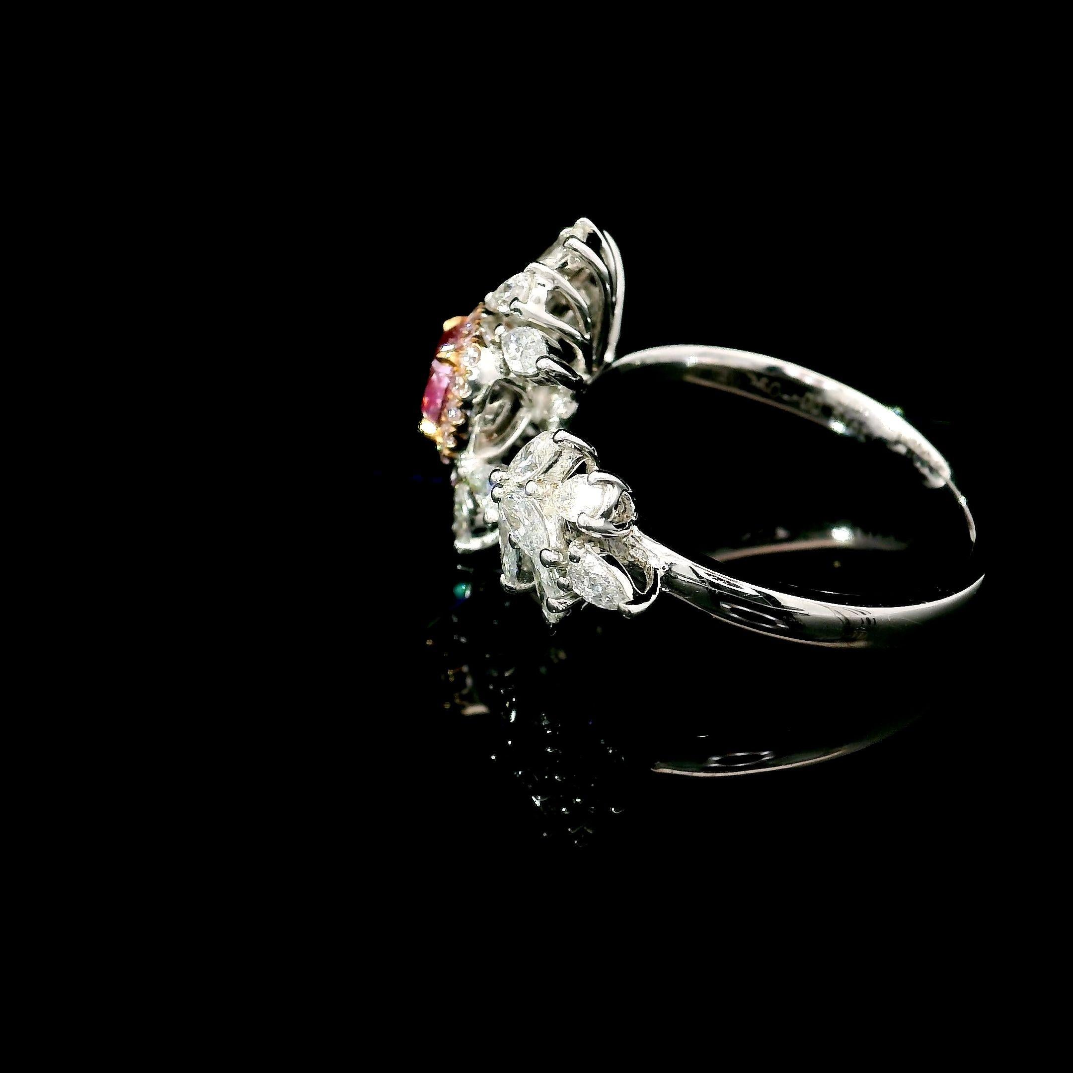 GIA Certified 0.60 Carat Very Light Pink SI1 Clarity Diamond Ring In New Condition For Sale In บางรัก, TH