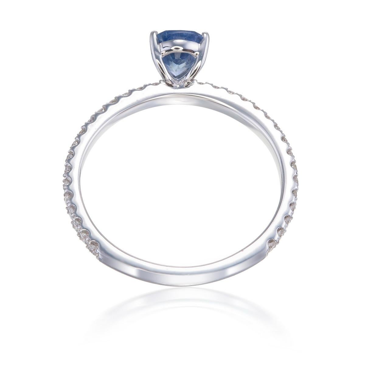 Modern GIA Certified 0.60 ct Kashmir Sapphire and Diamond Daily Wear Ring in White Gold For Sale