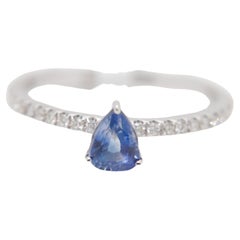 GIA Certified 0.60 ct Kashmir Sapphire and Diamond Daily Wear Ring in White Gold