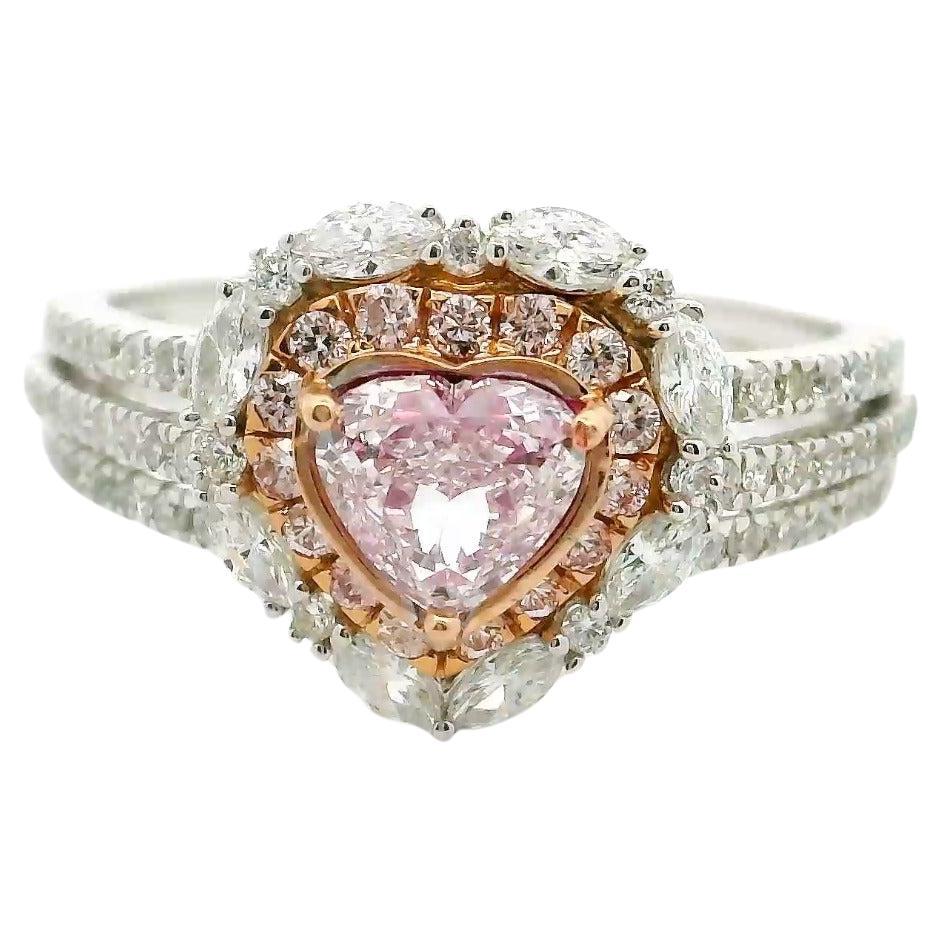 Bague en diamant certifié GIA de 0,61 carat rose clair VS2