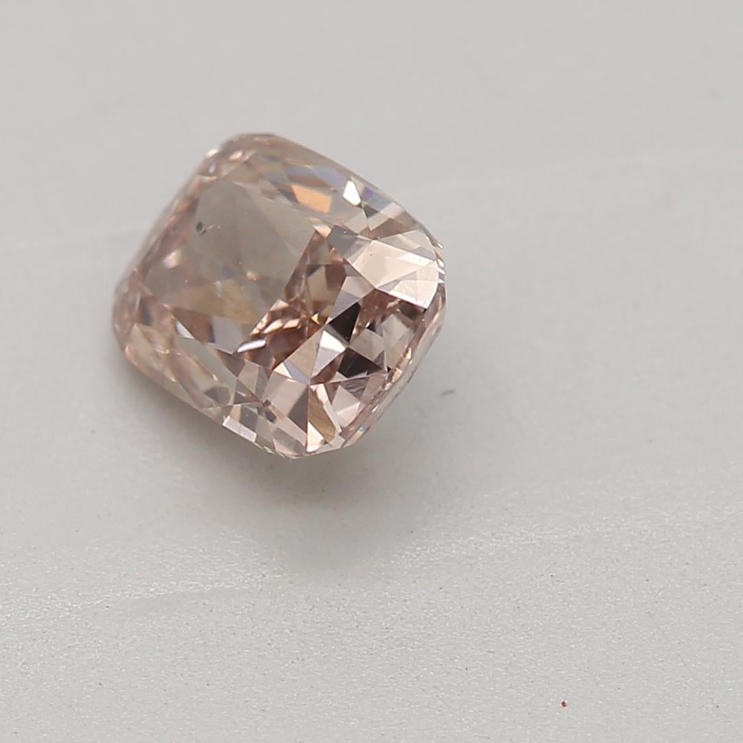 Cushion Cut GIA Certified 0.61 Carat Fancy Pinkish Brown SI1 Clarity Diamond For Sale