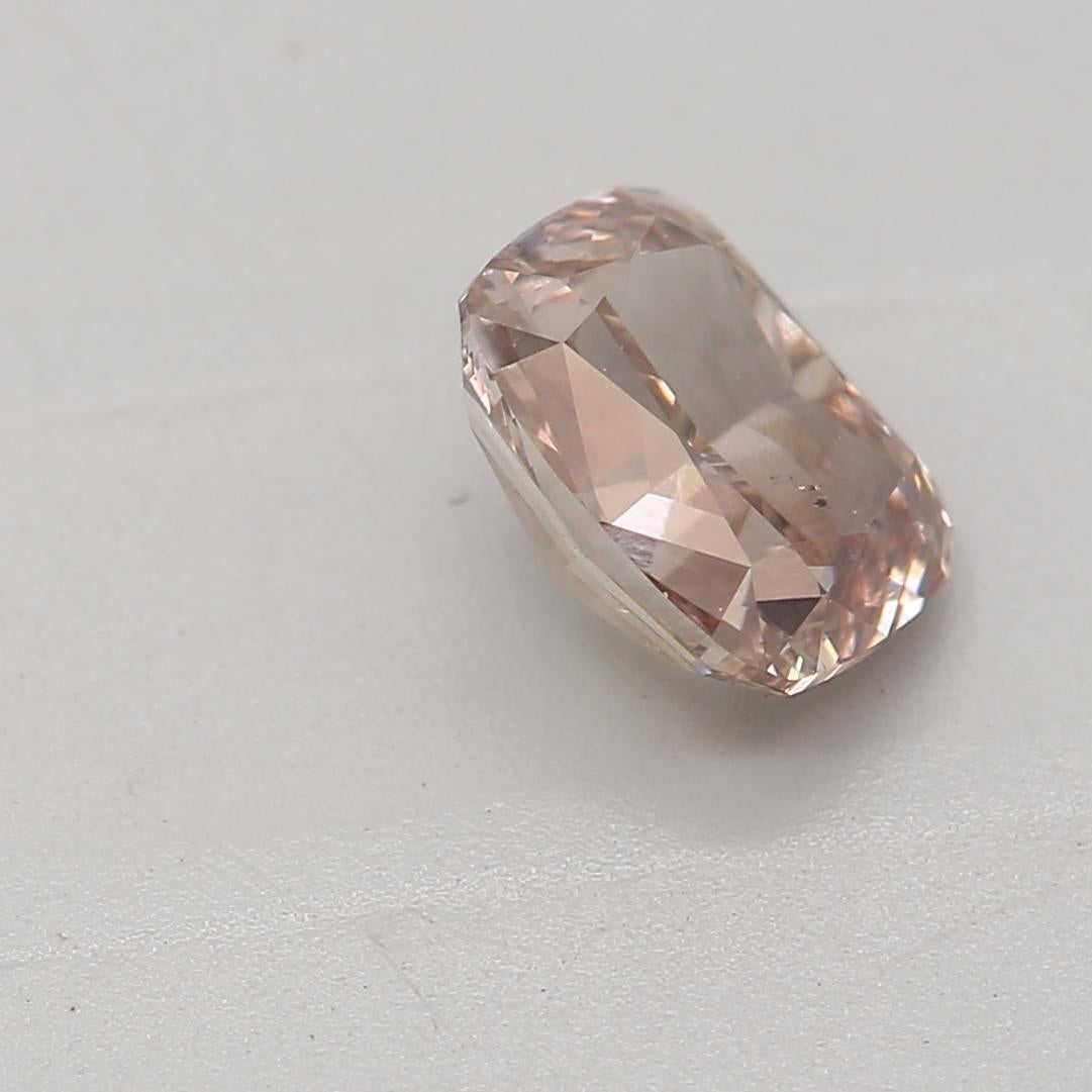 Women's or Men's GIA Certified 0.61 Carat Fancy Pinkish Brown SI1 Clarity Diamond For Sale