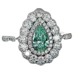 GIA Certified 0.61 Carat Light Green Yellow Diamond Ring 
Pendant Convertible