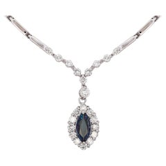 GIA Certified 0.61 Carat Marquise Alexandrite Diamond Platinum Drop Necklace