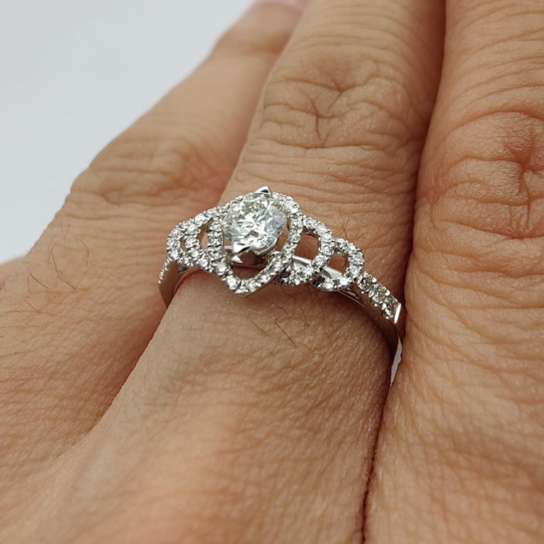 Bague En Or Blanc 18 Carats Avec Diamants - Pavage 2,61 Ct - Taille 59 - Magnifique Occasion