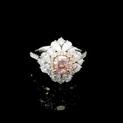 GIA Certified 0.61 Carat Very Light Pink I1 Clarity Diamond Ring