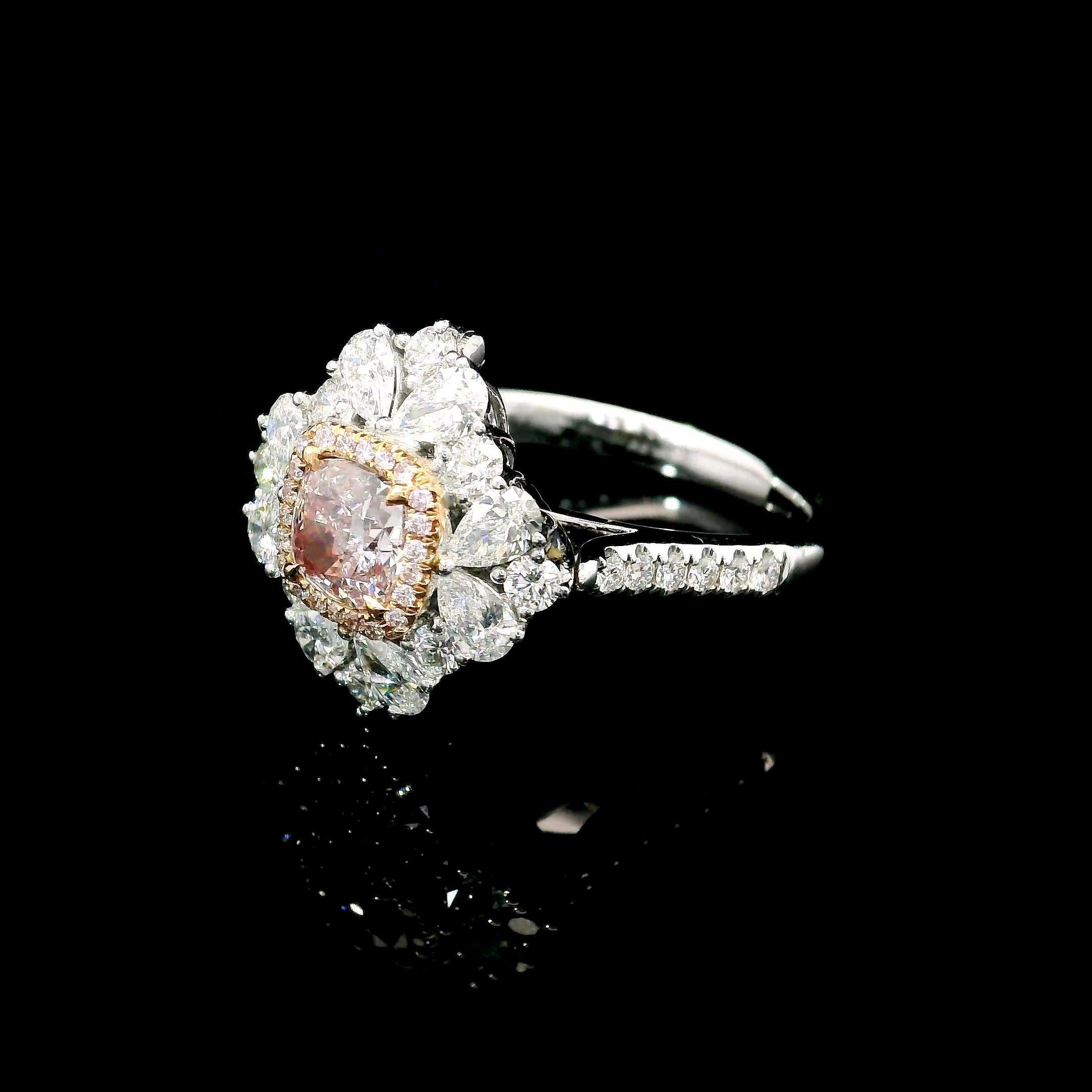 GIA Certified 0.61 Carat Very Light Pink I1 Clarity Diamond Ring In New Condition For Sale In บางรัก, TH