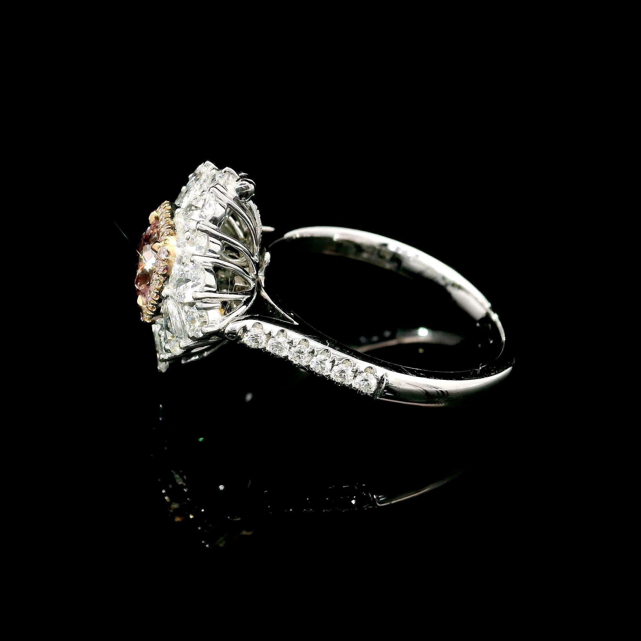 GIA Certified 0.61 Carat Very Light Pink I1 Clarity Diamond Ring For Sale 1