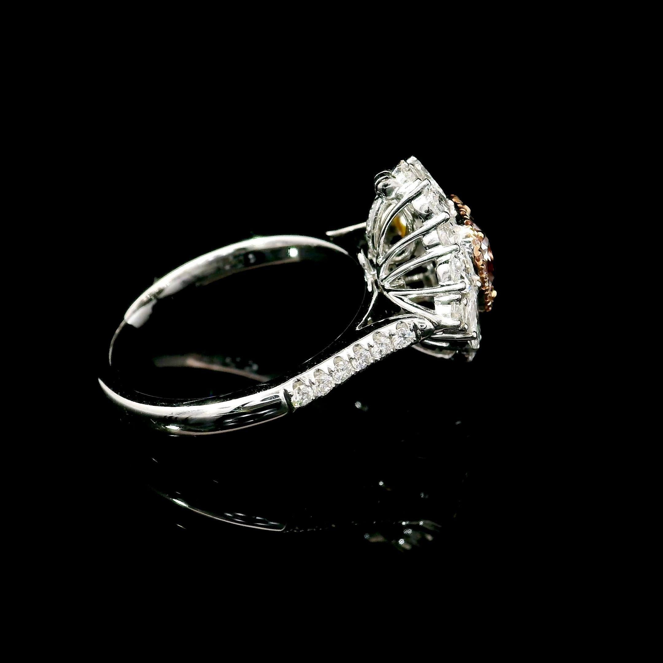 GIA Certified 0.61 Carat Very Light Pink I1 Clarity Diamond Ring For Sale 2
