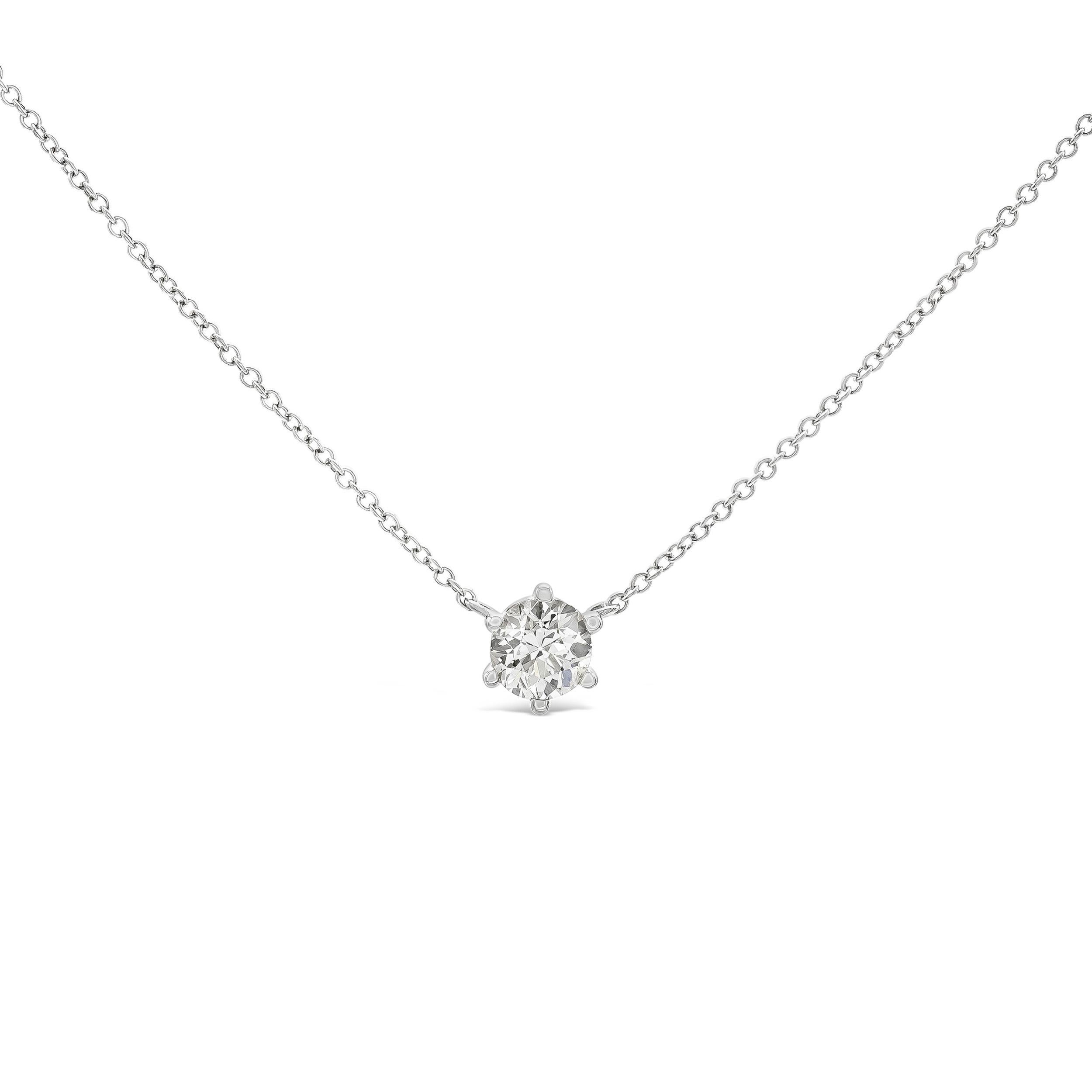 Add some shine to your wardrobe with our signature pendant style. A classically proportioned old Euro, weighing 0.61 ct, sparkles at the end of a delicate chain. Wear this piece alone or add it to your daily stack, she'll fit right in.  

Diamond