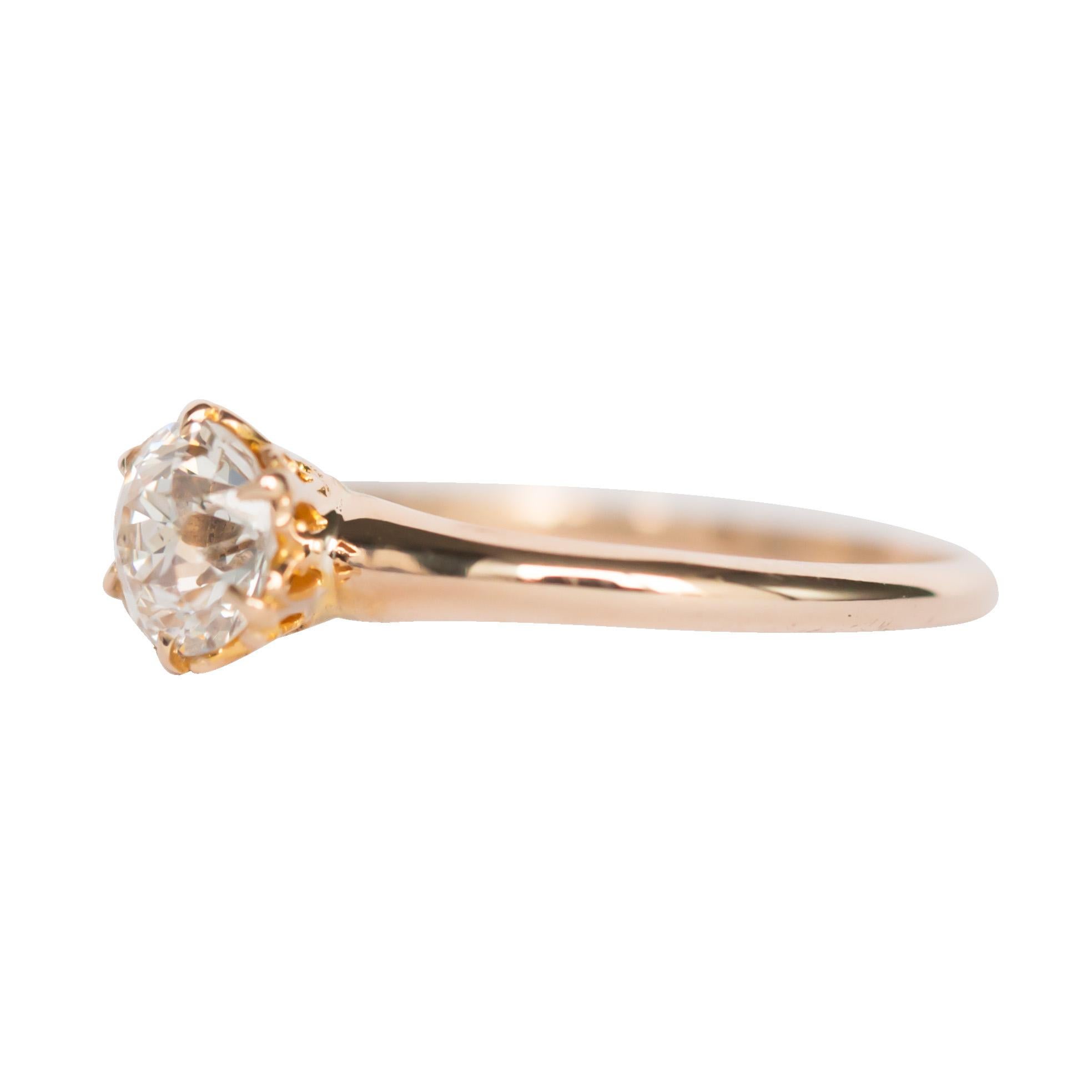 Ring Size: 6
Metal Type: 14K Yellow Gold
Weight: 1.4 grams

Center Diamond Details
GIA CERTIFIED Center Diamond - Certificate # 6193757432
Shape: Circular Brilliant 
Carat Weight: .62 carat
Color: G
Clarity: SI1

Finger to Top of Stone Measurement: