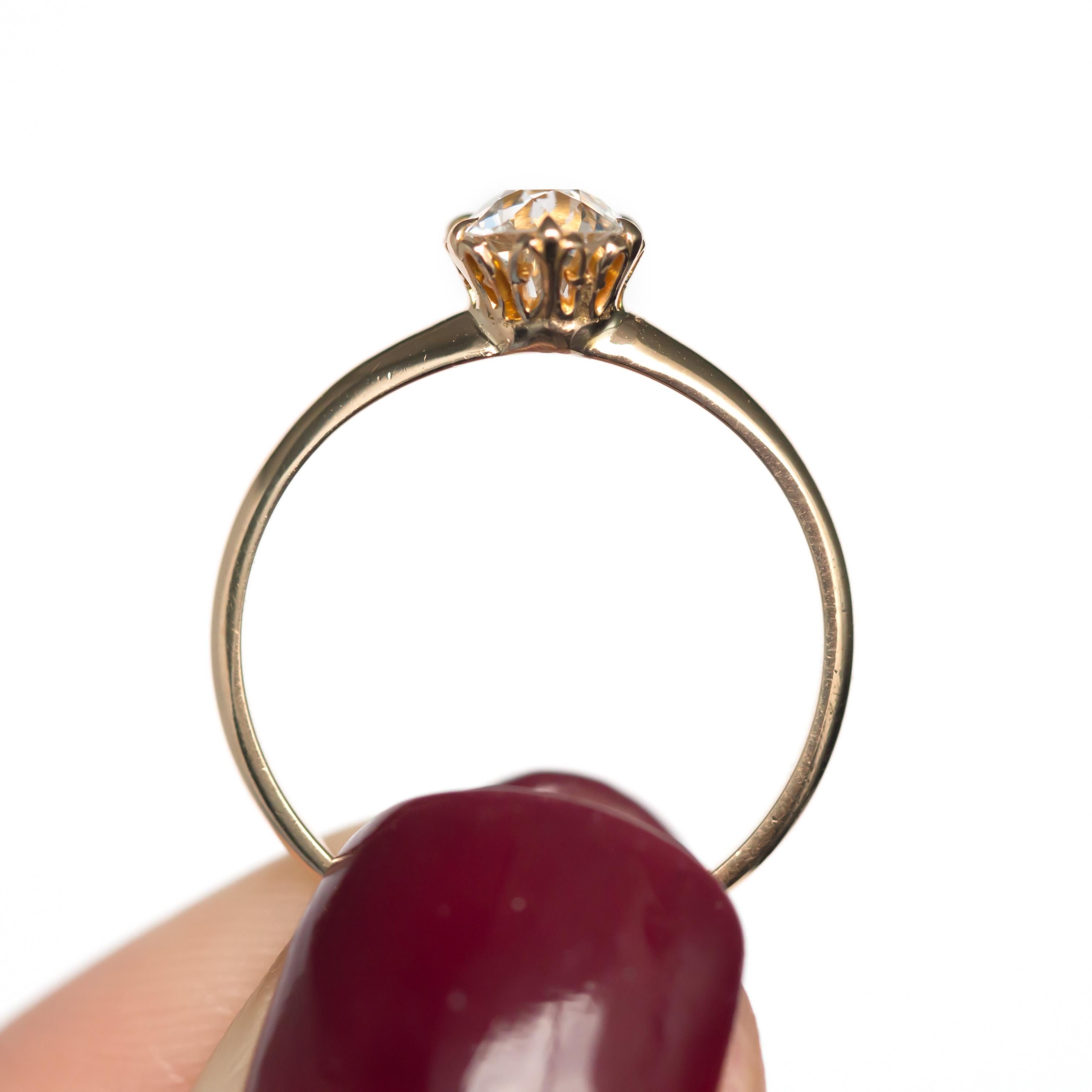 Women's GIA Certified 0.62 Carat Diamond Yellow Gold Engagement Ring