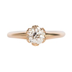 GIA Certified 0.62 Carat Diamond Yellow Gold Engagement Ring