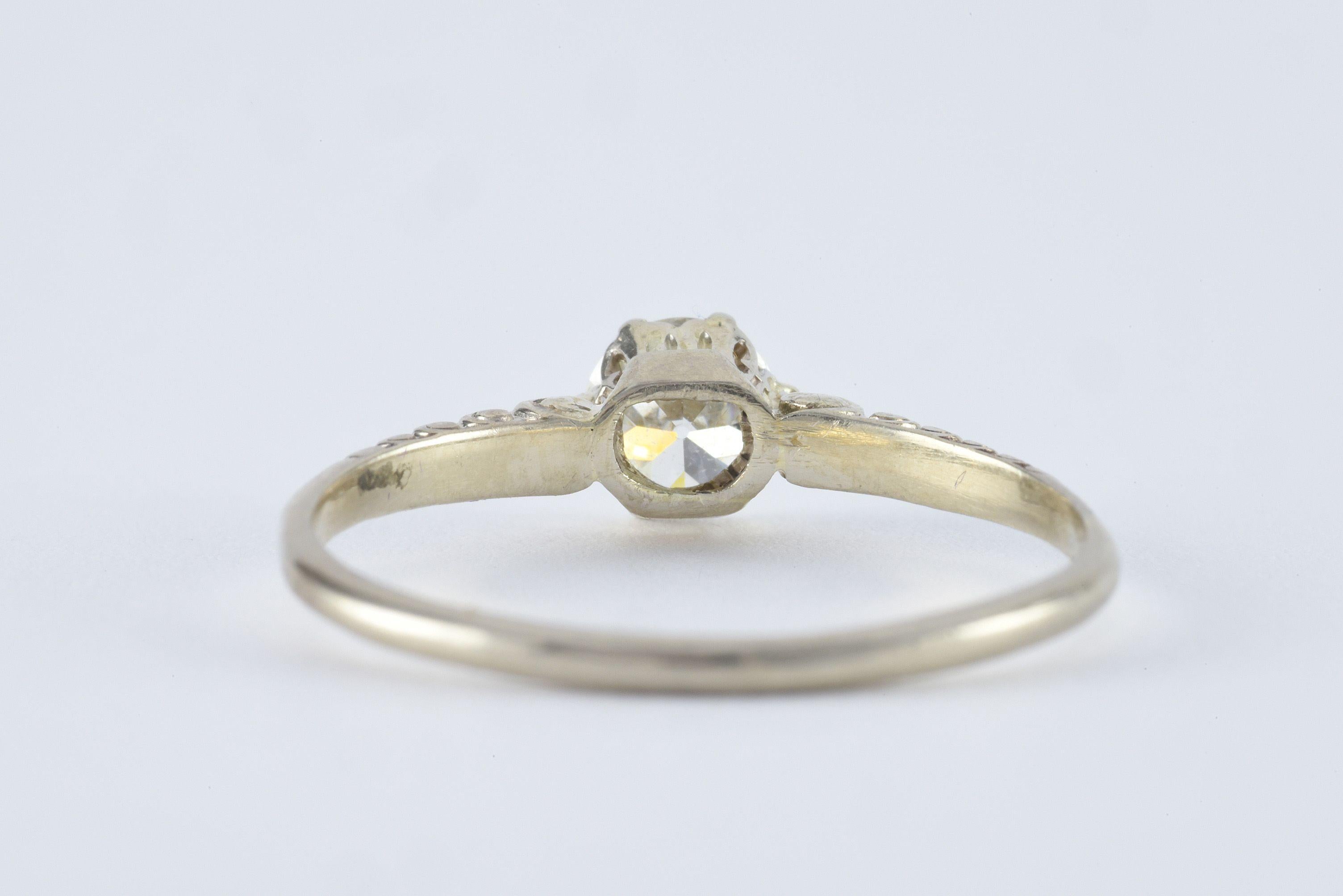GIA Certified 0.62 Carat Old European Cut Diamond Solitaire Engagement Ring In Good Condition For Sale In Denver, CO