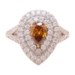 Bague en diamant certifié GIA de 0,62 carat de couleur jaunâtre