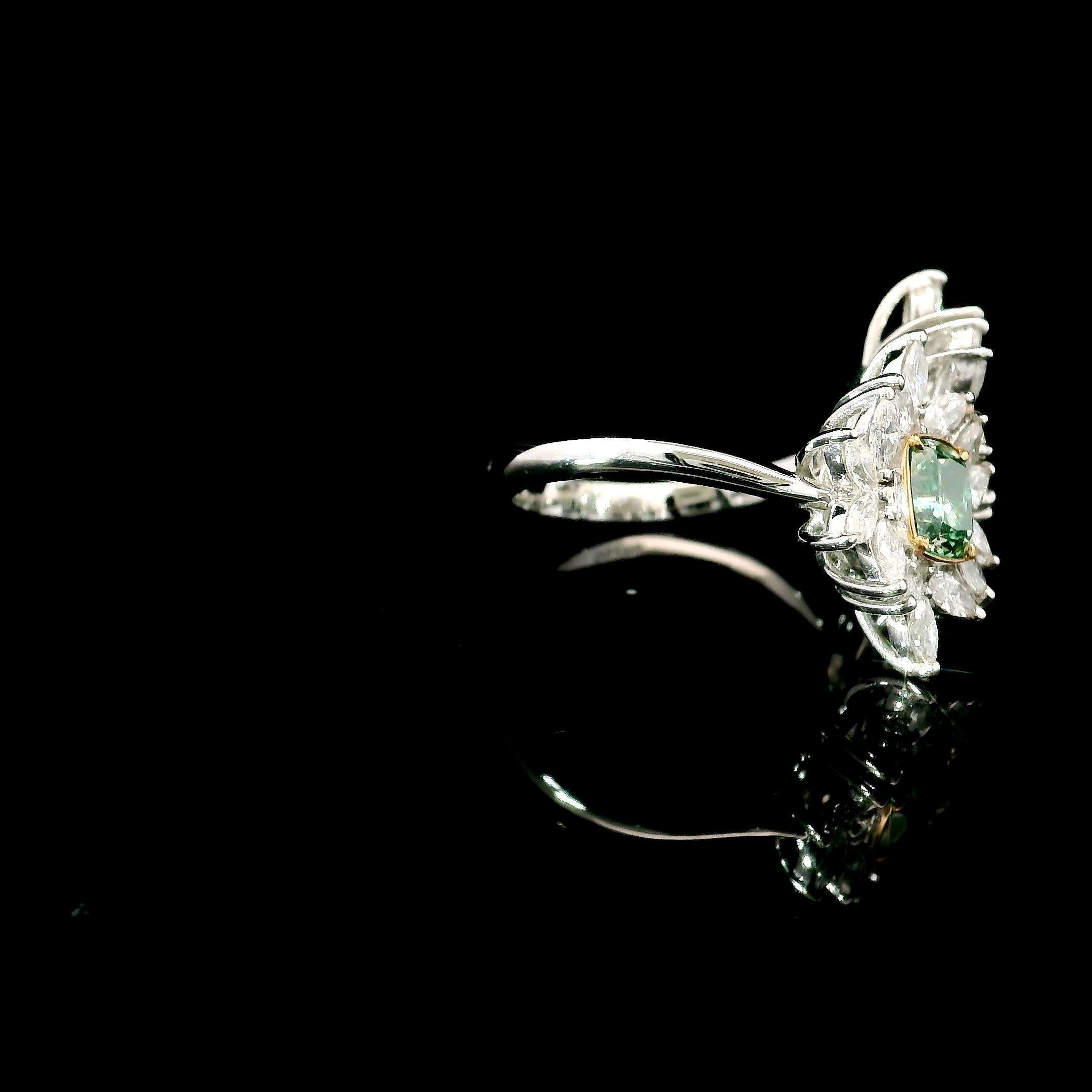 GIA Certified 0.62 CT Faint Pink SI1, 0.71 Fancy Grayish Grenish Yellow VS1 Ring 2