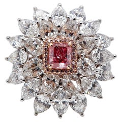 0.60 Fancy Vivid Purplish Pink Diamond Cocktail Ring, GIA Certified