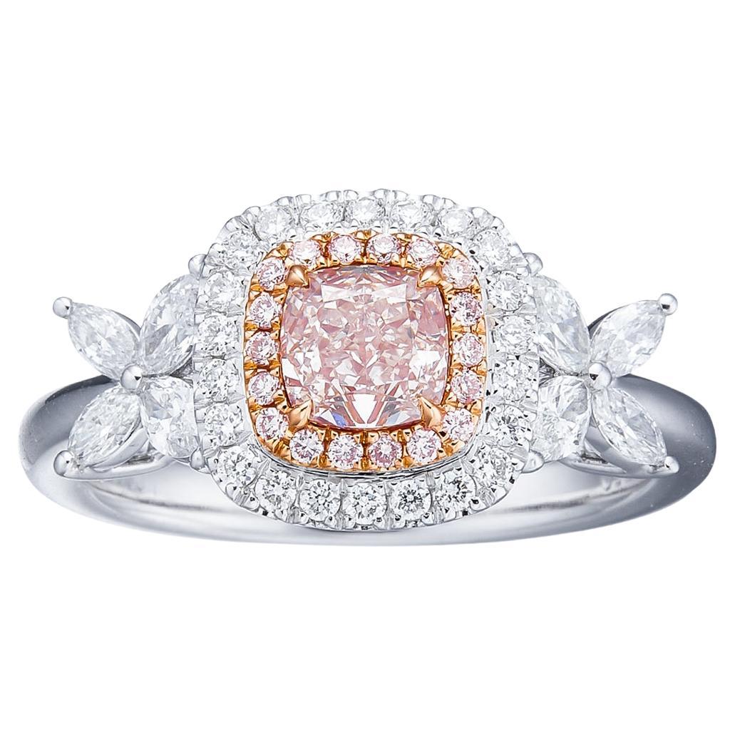 GIA-zertifiziert, 0,62ct Natural Light Pinkish Brown Cushion Cut Diamond Solitaire.