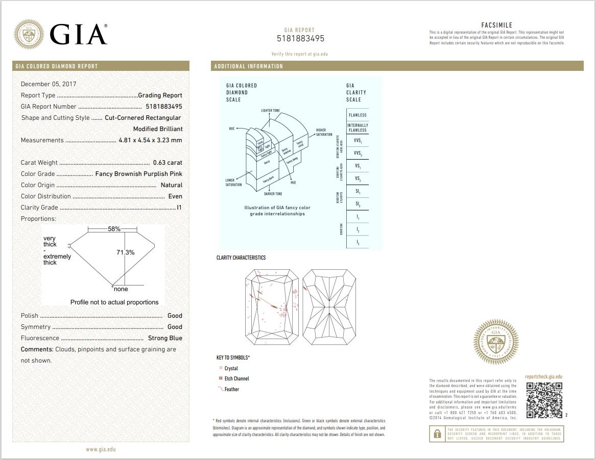 GIA-zertifizierter 0,63 Karat Fancy Brauner lila rosa I1 Reinheitsgrad Diamant im Angebot 5