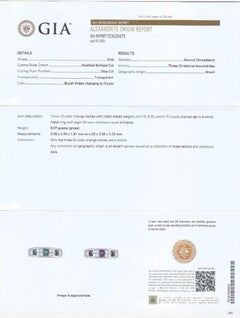 Untreated Alexandrite Stone 0.63 cts in Platinum Ring w Diamonds with GIA Report