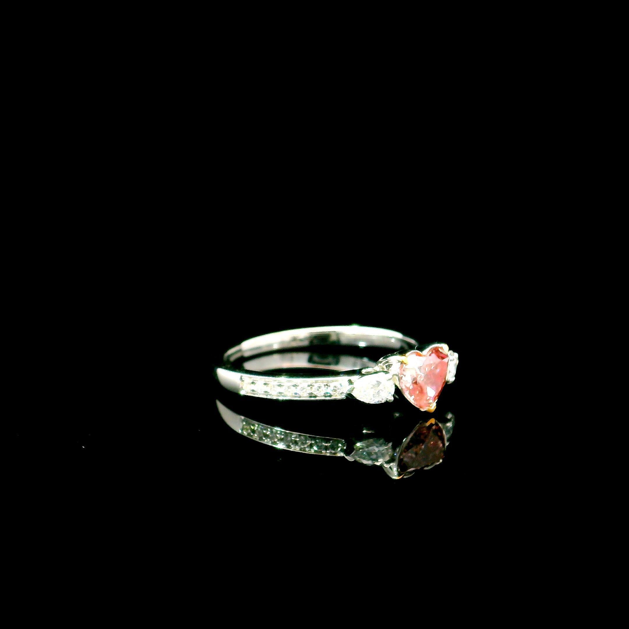 Heart Cut GIA Certified 0.64 Carat Fancy Pink Diamond Ring For Sale