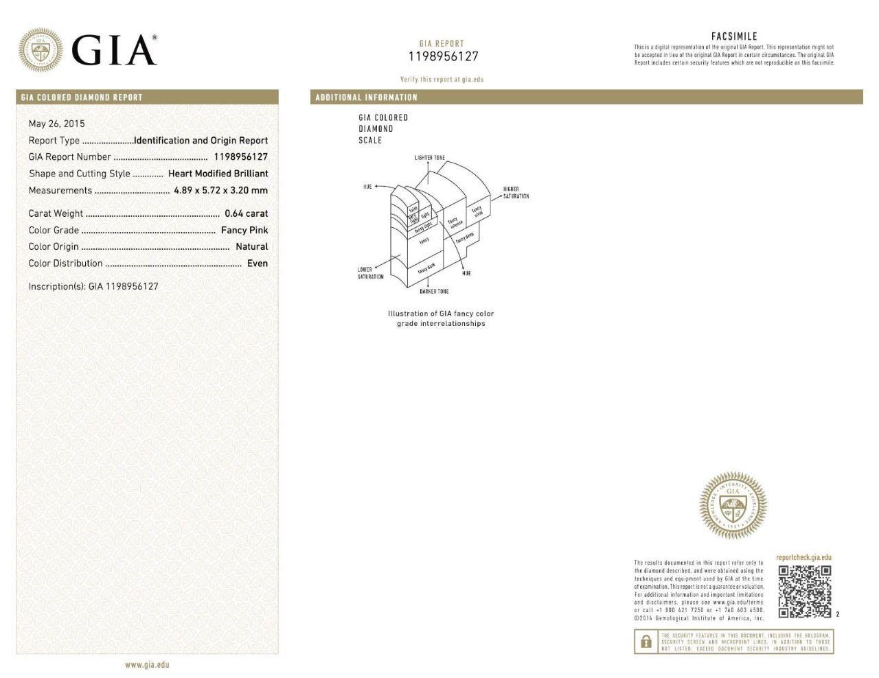 GIA Certified 0.64 Carat Fancy Pink Diamond Ring For Sale 3