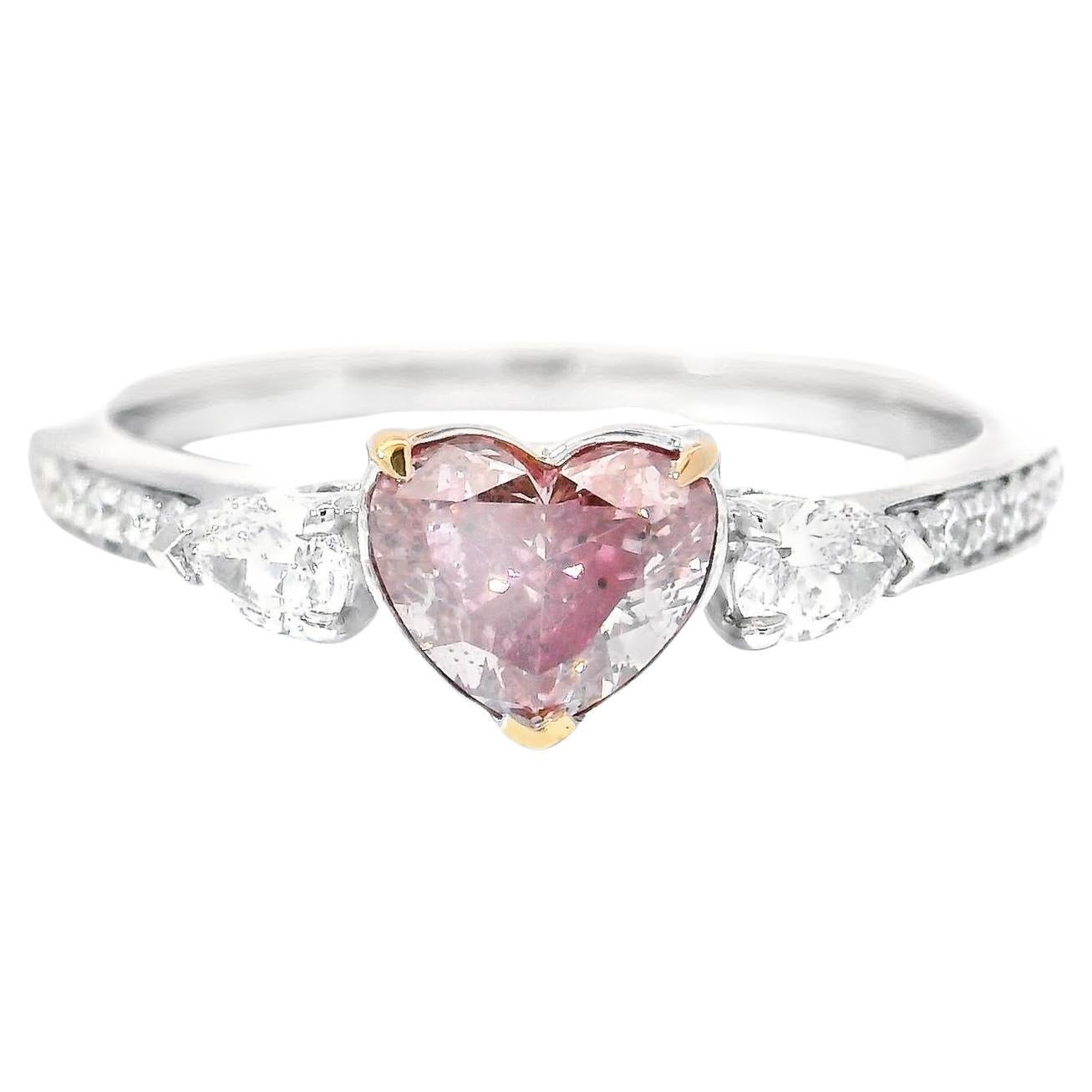 GIA Certified 0.64 Carat Fancy Pink Diamond Ring