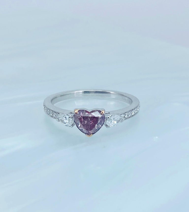 GIA Certified 3.15 Carat Fancy Pink Purple Heart Diamond Ring in