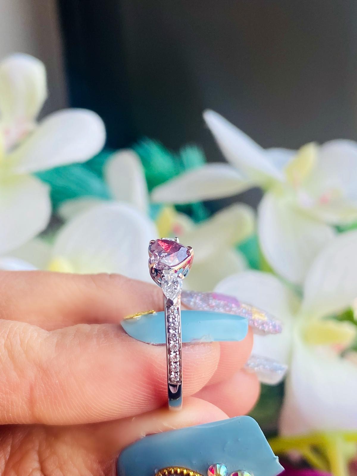 GIA Certified 0.64 Carat Fancy Pink Heart Diamond Ring  For Sale 1