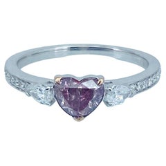 GIA Certified 0.64 Carat Fancy Pink Heart Diamond Ring 