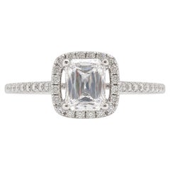 GIA Certified 0.64 CT Crisscut Diamond 18K White Gold Engagement Ring