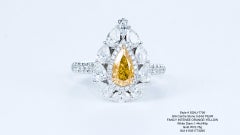 Gia Certified, 0.64ct, Natural Fancy Intense Orange-Yellow Diamond Ring 18 Karat