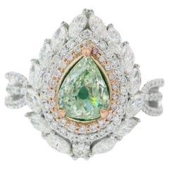 Anello con diamante certificato GIA da 0,65 carati, di colore verde giallastro e chiarezza I1