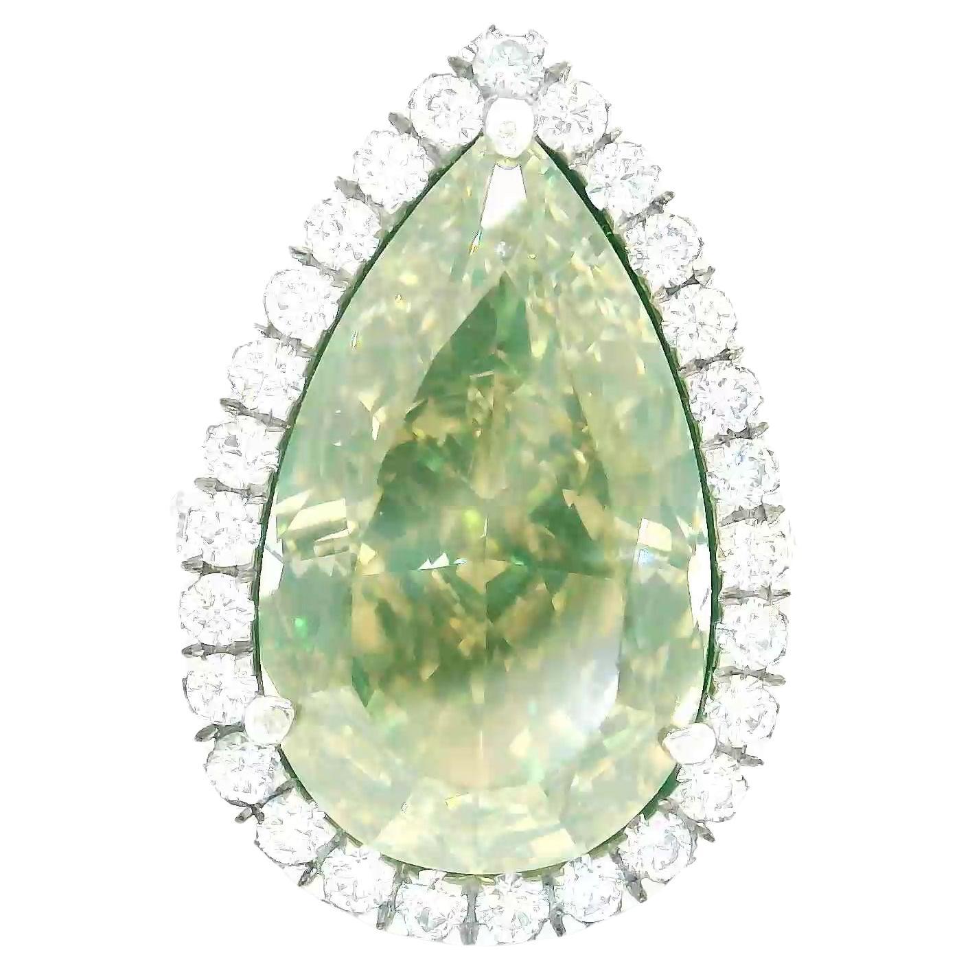 Bague en diamant certifié GIA 0,65 carat Fancy Yellowish Green I1 Clarity