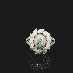 GIA Certified 0.65 Carat Light Blue (Undetermined) SI1 Clarity Diamond Ring