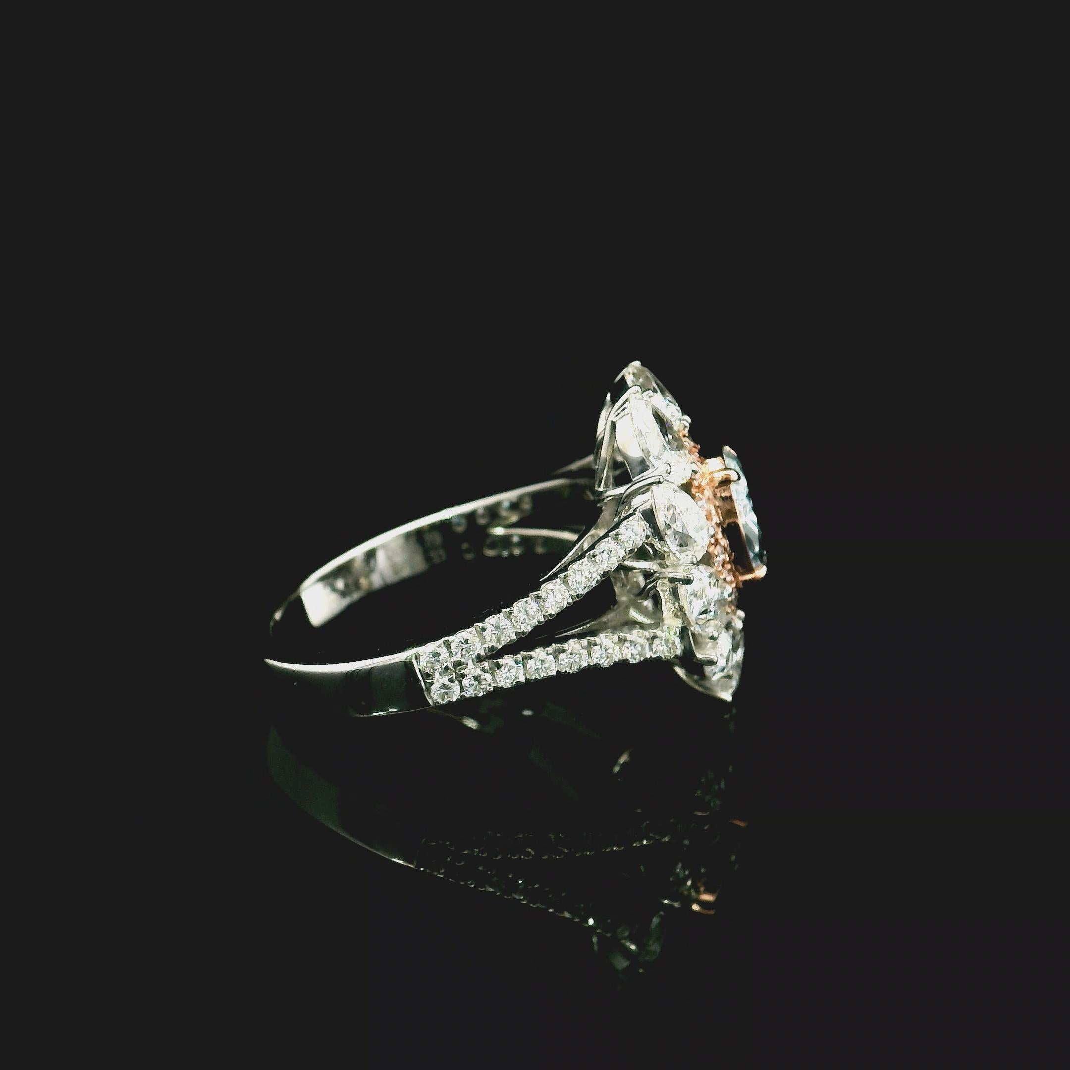 GIA-zertifiziert 0,65 Karat Hellblau (unbestimmt) SI1 Reinheit Diamantring (Ovalschliff) im Angebot