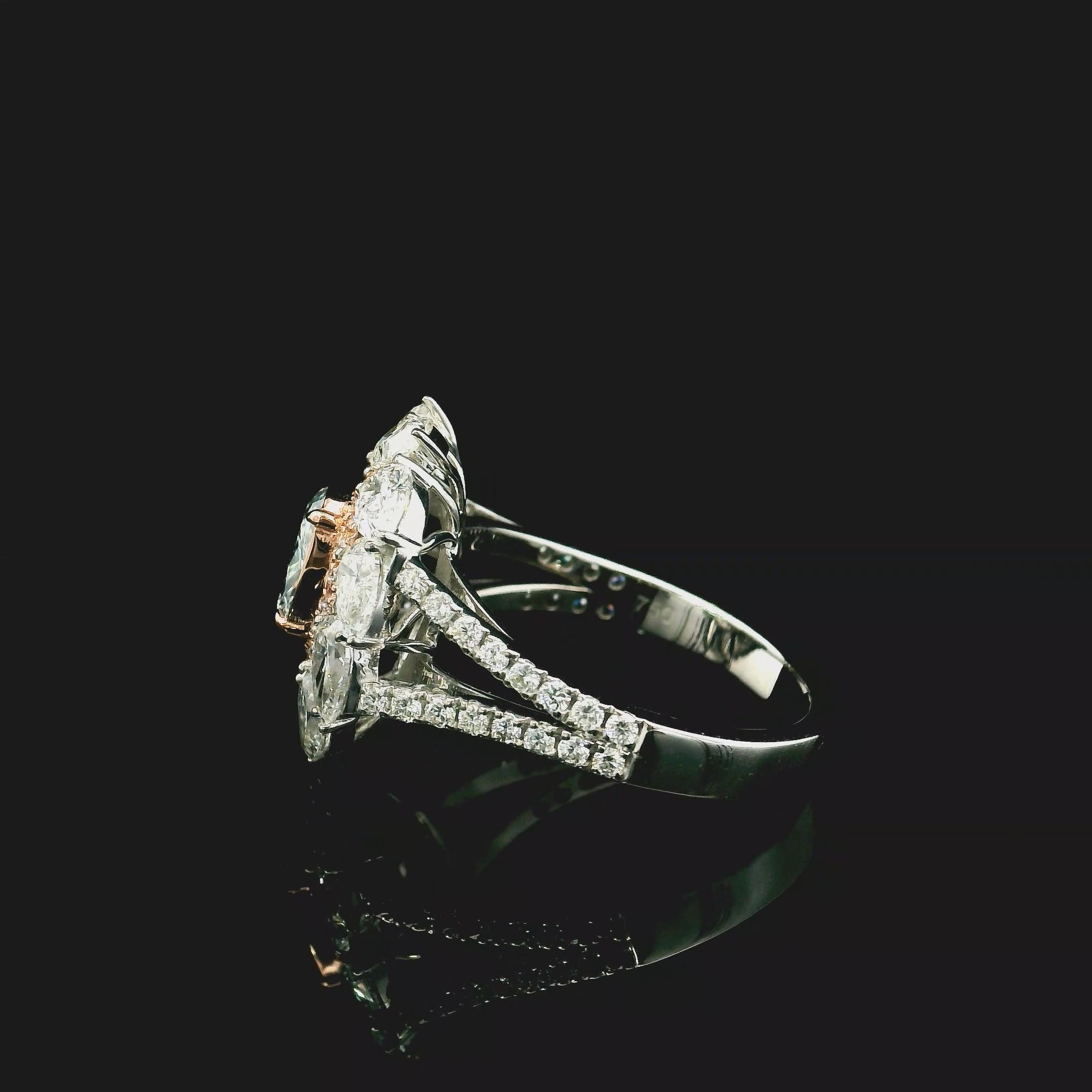 GIA-zertifiziert 0,65 Karat Hellblau (unbestimmt) SI1 Reinheit Diamantring im Zustand „Neu“ im Angebot in บางรัก, TH