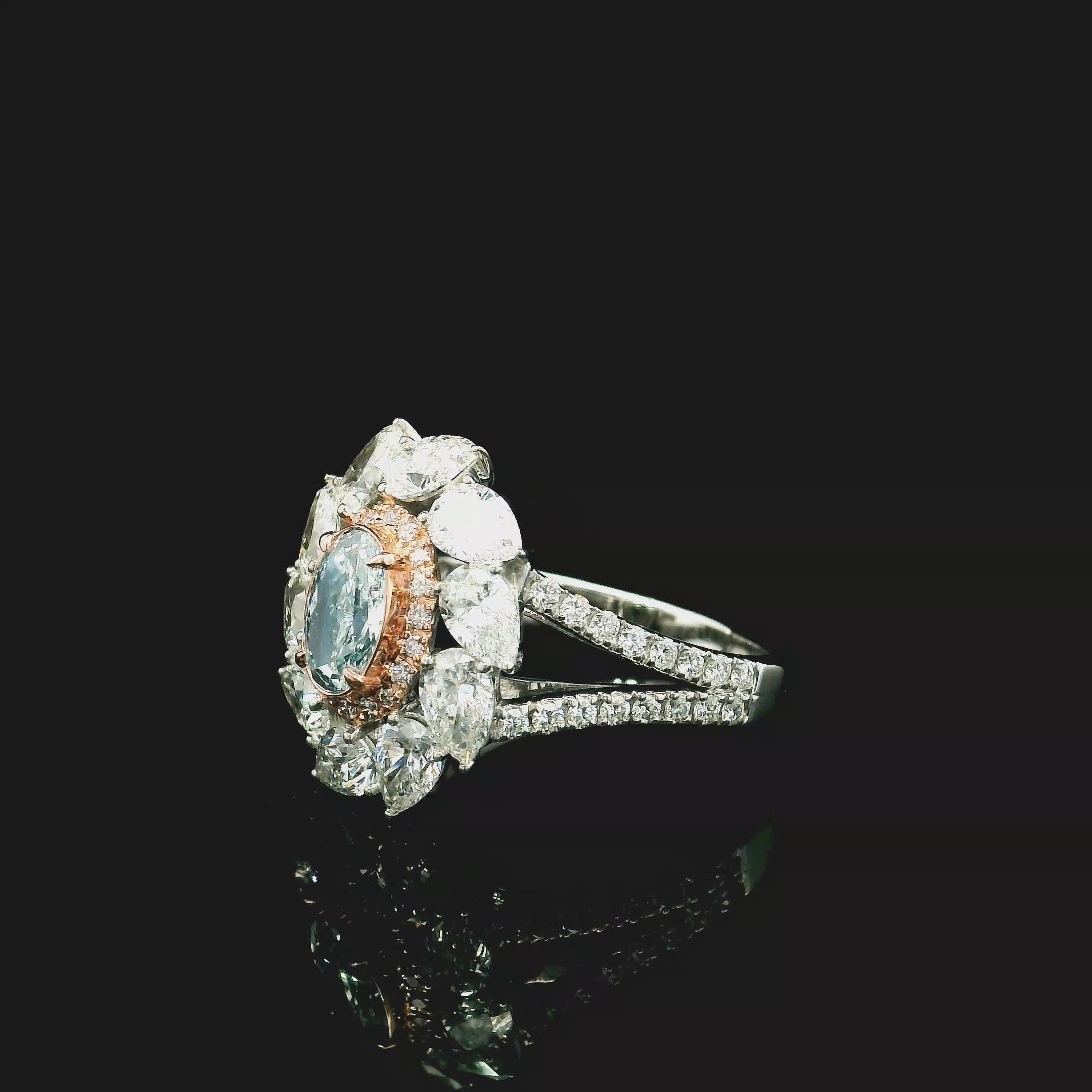 GIA-zertifiziert 0,65 Karat Hellblau (unbestimmt) SI1 Reinheit Diamantring für Damen oder Herren im Angebot