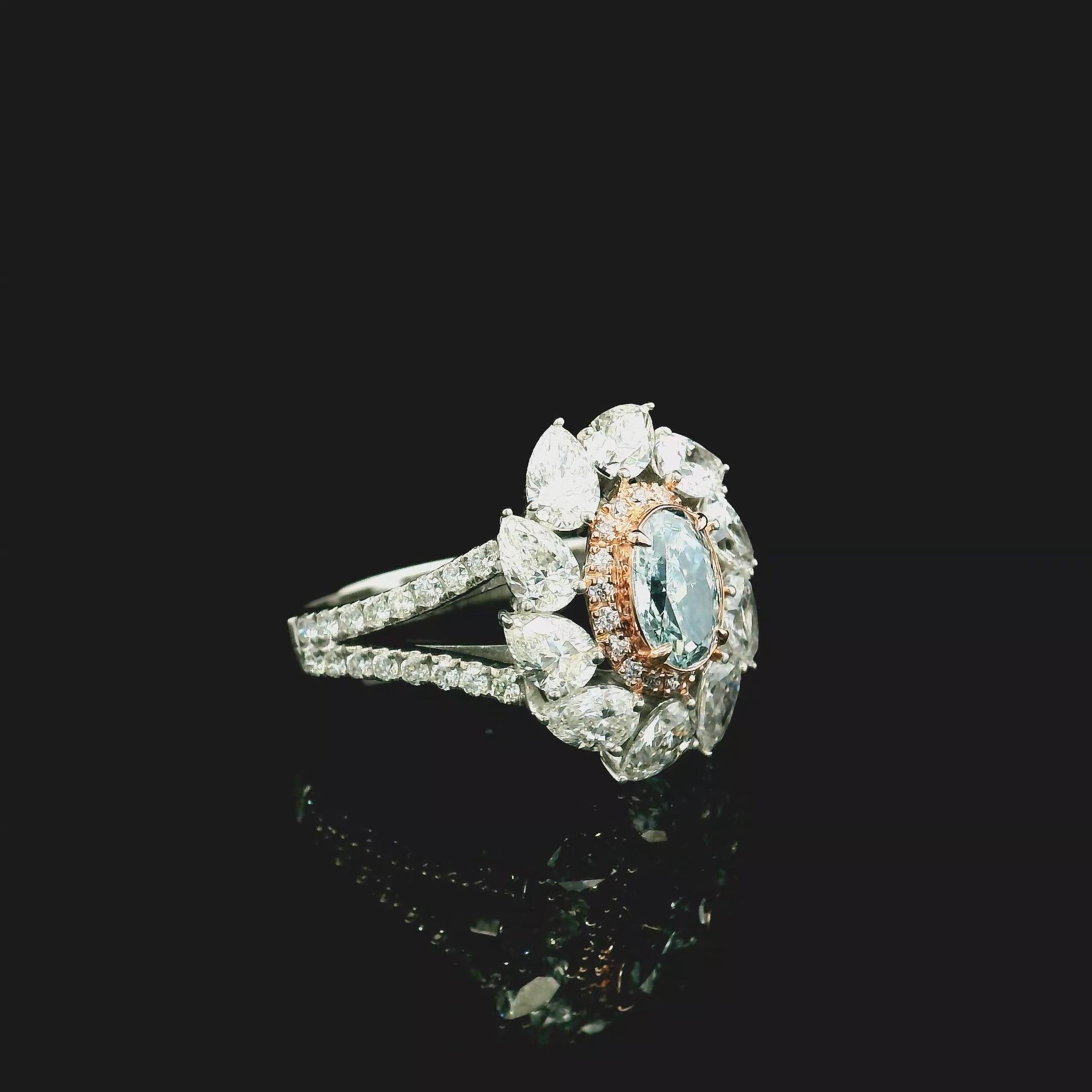 GIA-zertifiziert 0,65 Karat Hellblau (unbestimmt) SI1 Reinheit Diamantring im Angebot 1