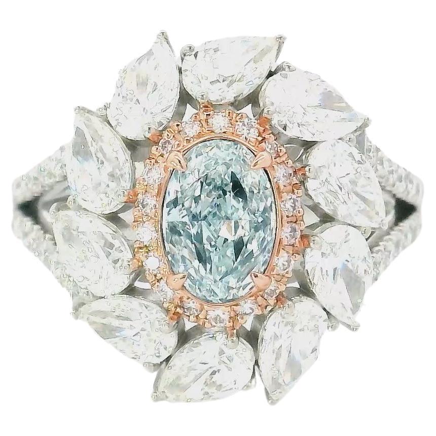 GIA-zertifiziert 0,65 Karat Hellblau (unbestimmt) SI1 Reinheit Diamantring