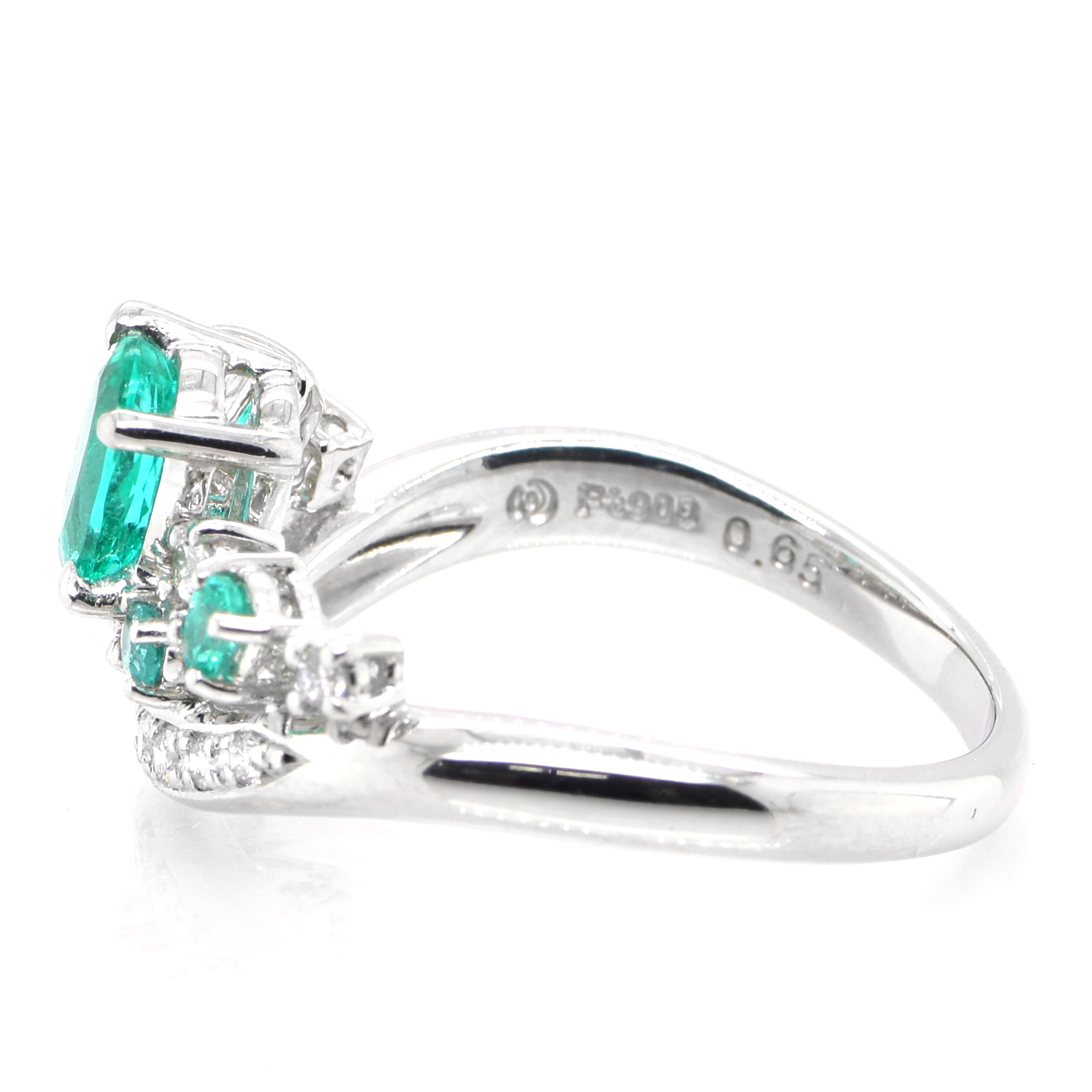 Modern GIA Certified 0.65 Carat Neon, Brazilian Paraiba Tourmaline & Diamond Ring