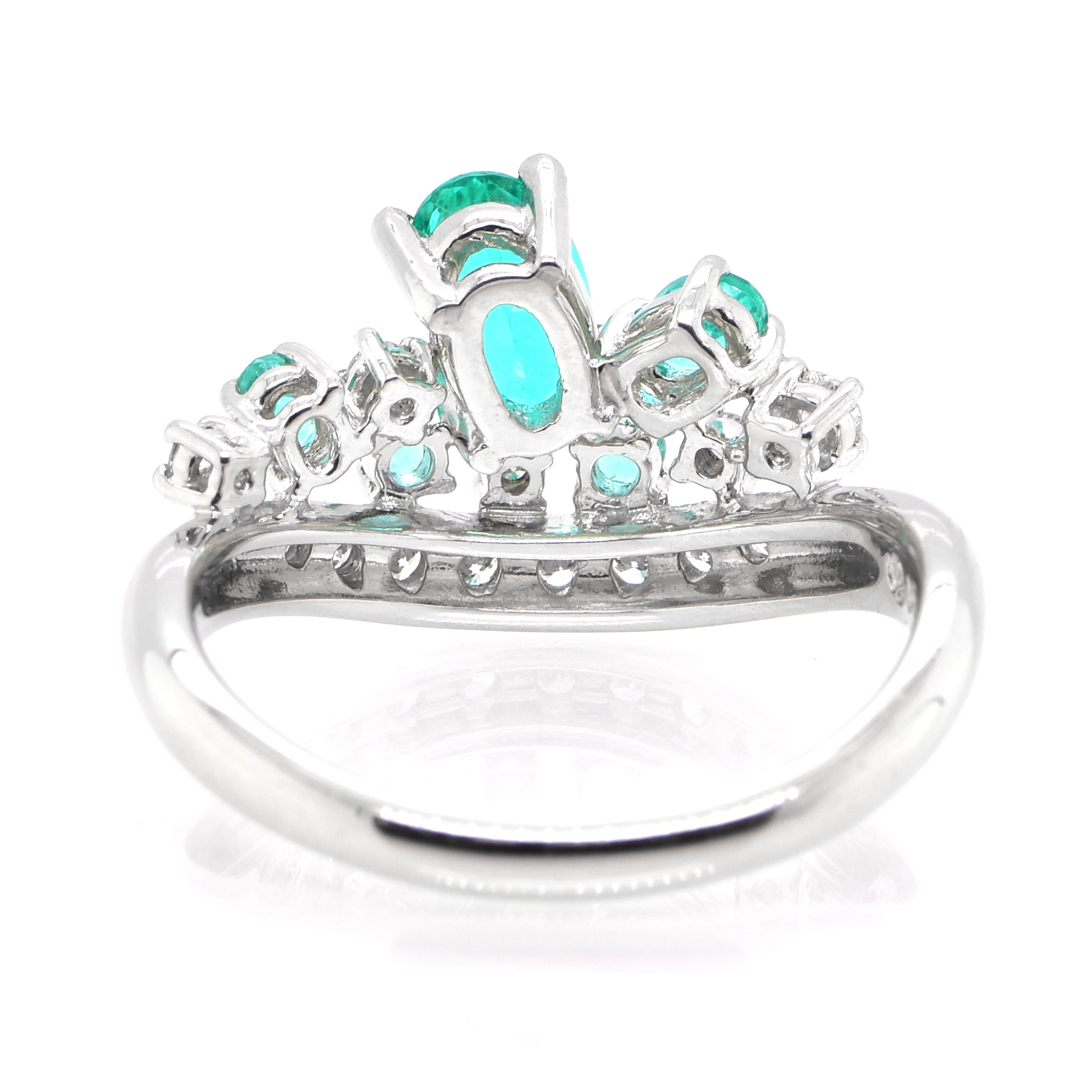 Women's GIA Certified 0.65 Carat Neon, Brazilian Paraiba Tourmaline & Diamond Ring  For Sale