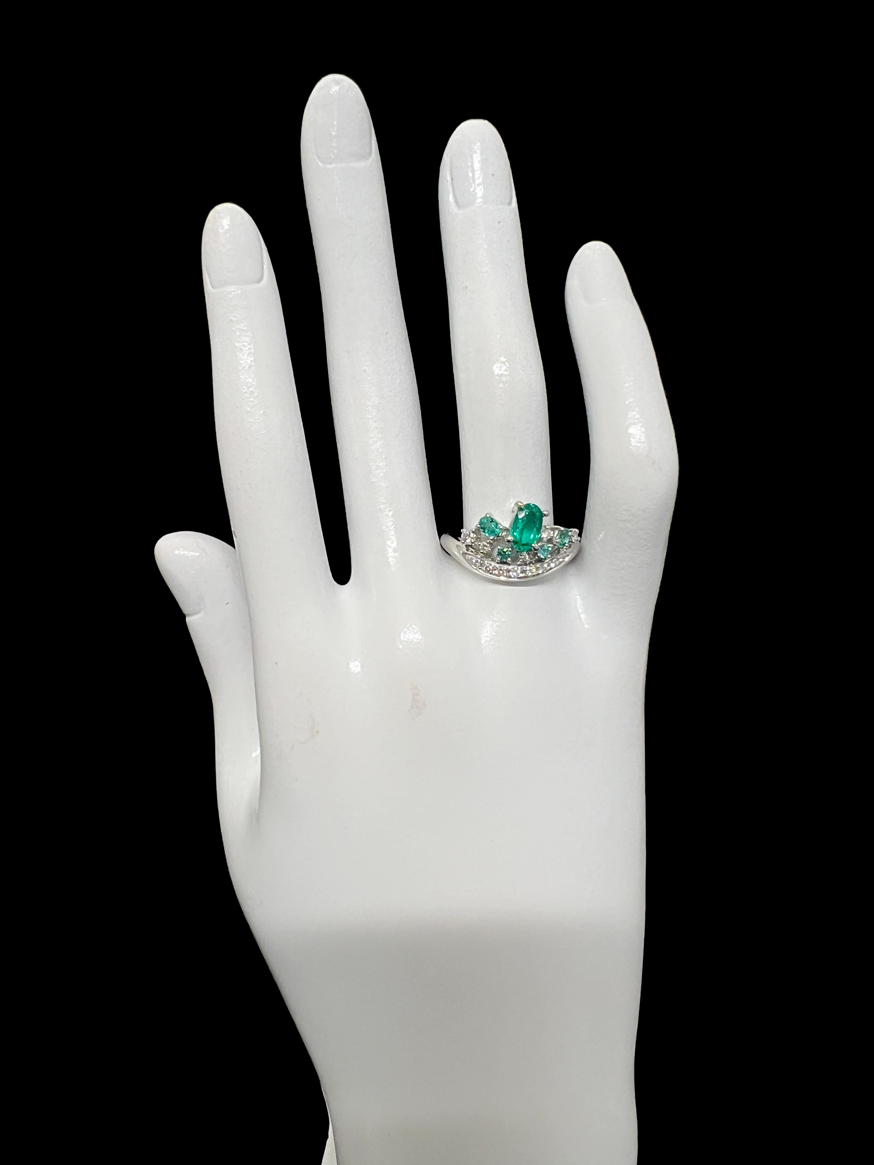 GIA Certified 0.65 Carat Neon, Brazilian Paraiba Tourmaline & Diamond Ring  For Sale 1